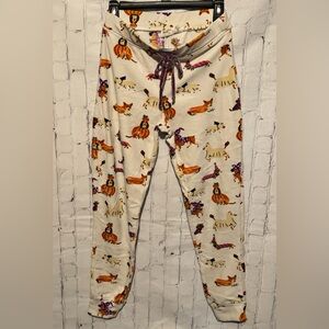 Girls Dog Halloween Print Pajamas - Cream and Purple